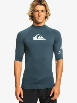 Quiksilver All Time Short Sleeve Upf 50 Rashguard Navy Blazer Heather Store