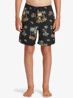 Quiksilver Boy'S 8-16 Everyday Mix Vl 15Nb Elastic Waist Shorts Black Palm Spritz Fashion
