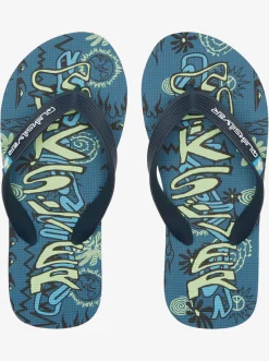 Quiksilver Boy'S 8-16 Molokai Flip-Flops Black/Green/Blue New