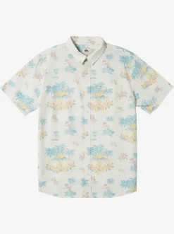Quiksilver Boy'S 8-16 Palm Spritz Short Sleeve Woven Shirt Snow White Palm Spritz Outlet