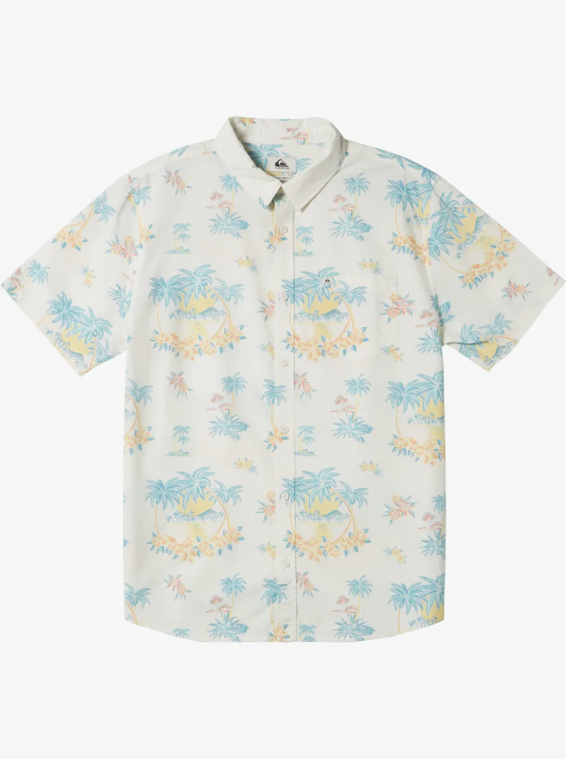 Quiksilver Boy'S 8-16 Palm Spritz Short Sleeve Woven Shirt Snow White Palm Spritz Outlet