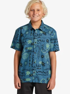 Quiksilver Boy'S 8-16 Radical Times Short Sleeve Woven Shirt Agean Blue Radical Times Ss Online