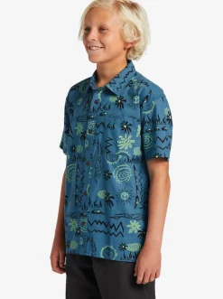 Quiksilver Boy'S 8-16 Radical Times Short Sleeve Woven Shirt Agean Blue Radical Times Ss Online