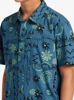 Quiksilver Boy'S 8-16 Radical Times Short Sleeve Woven Shirt Agean Blue Radical Times Ss Online