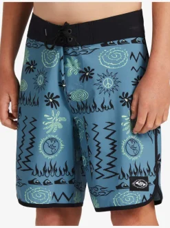 Quiksilver Boy'S 8-16 Surfsilk Radical Scallop 16 Boardshorts Aegean Blue Hot