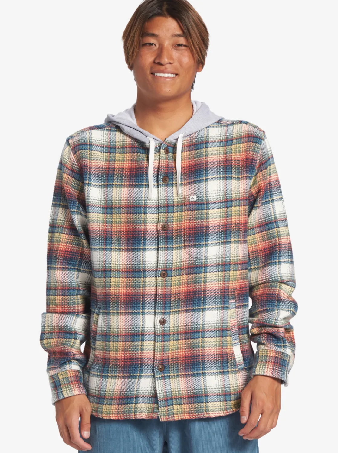 Quiksilver Briggs Hooded Flannel Long Sleeve Top Mineral Red Briggs Flannel Best