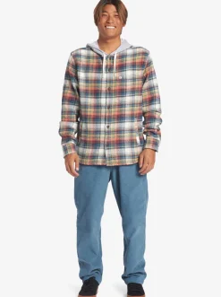 Quiksilver Briggs Hooded Flannel Long Sleeve Top Mineral Red Briggs Flannel Best