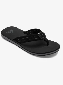 Quiksilver Carver Suede Leather Sandals Solid Black Outlet