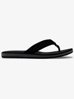 Quiksilver Carver Suede Leather Sandals Solid Black Outlet