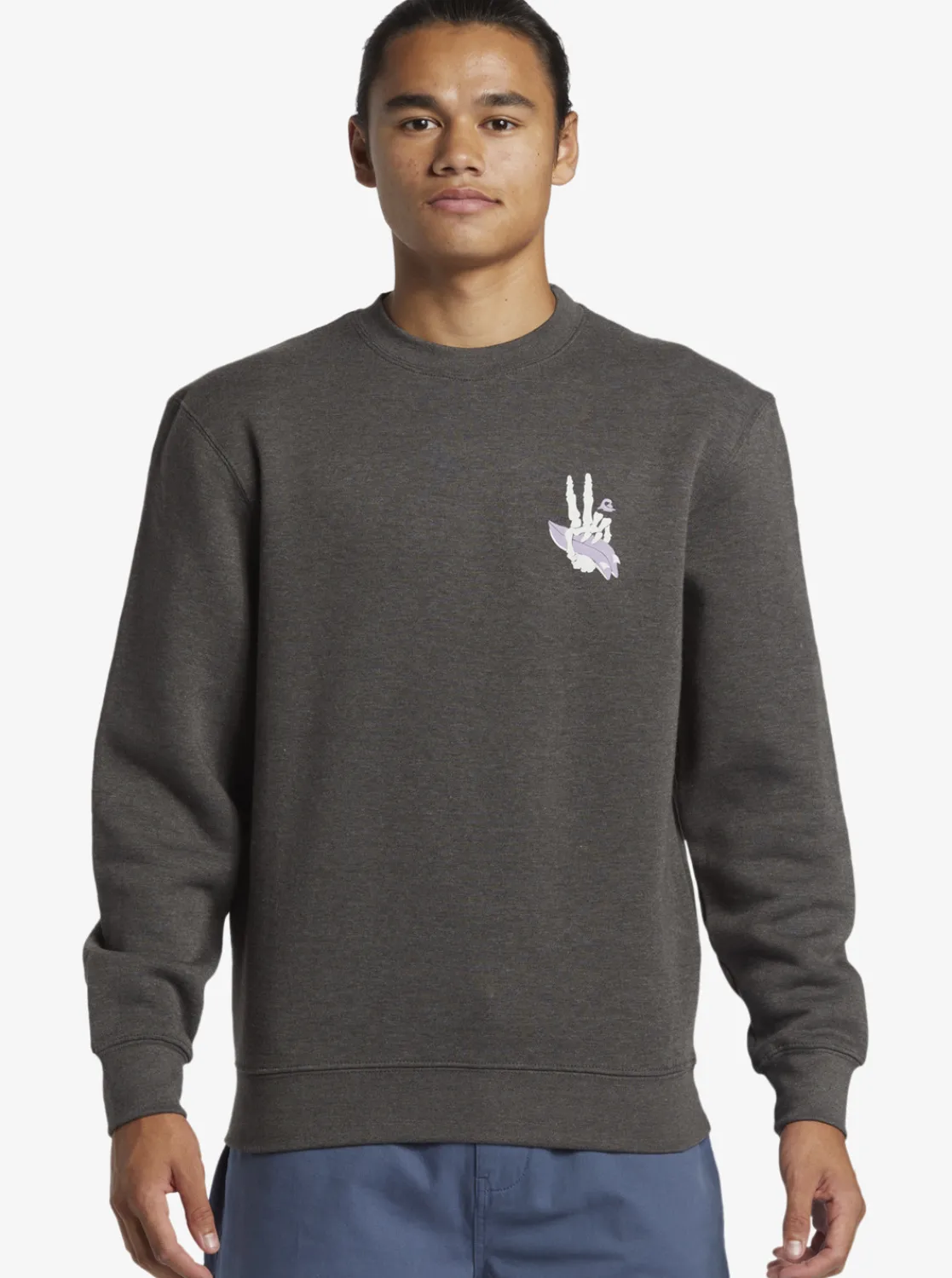 Quiksilver E Peace Out Crew Neck Sweatshirt Charcoal Heather Outlet