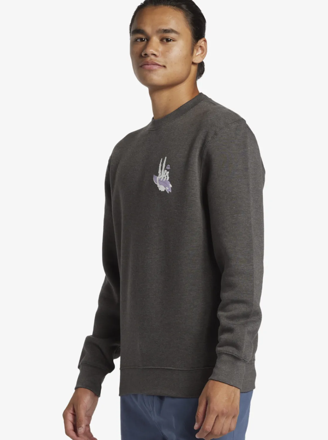 Quiksilver E Peace Out Crew Neck Sweatshirt Charcoal Heather Outlet
