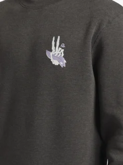 Quiksilver E Peace Out Crew Neck Sweatshirt Charcoal Heather Outlet