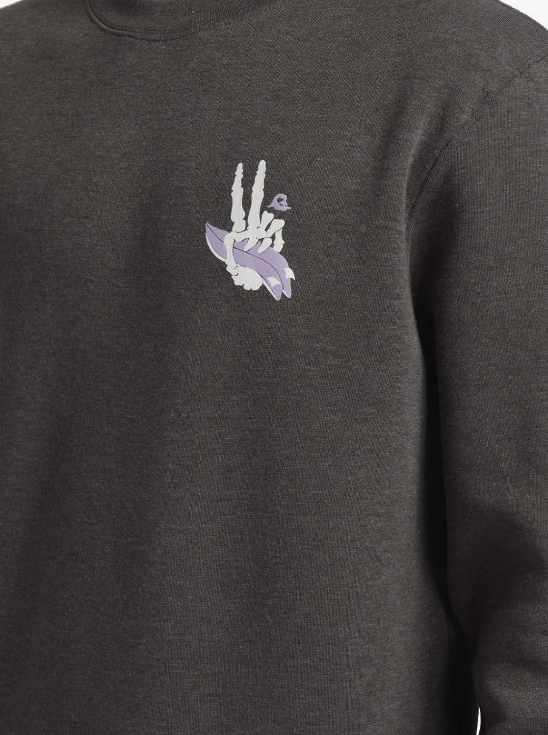 Quiksilver E Peace Out Crew Neck Sweatshirt Charcoal Heather Outlet