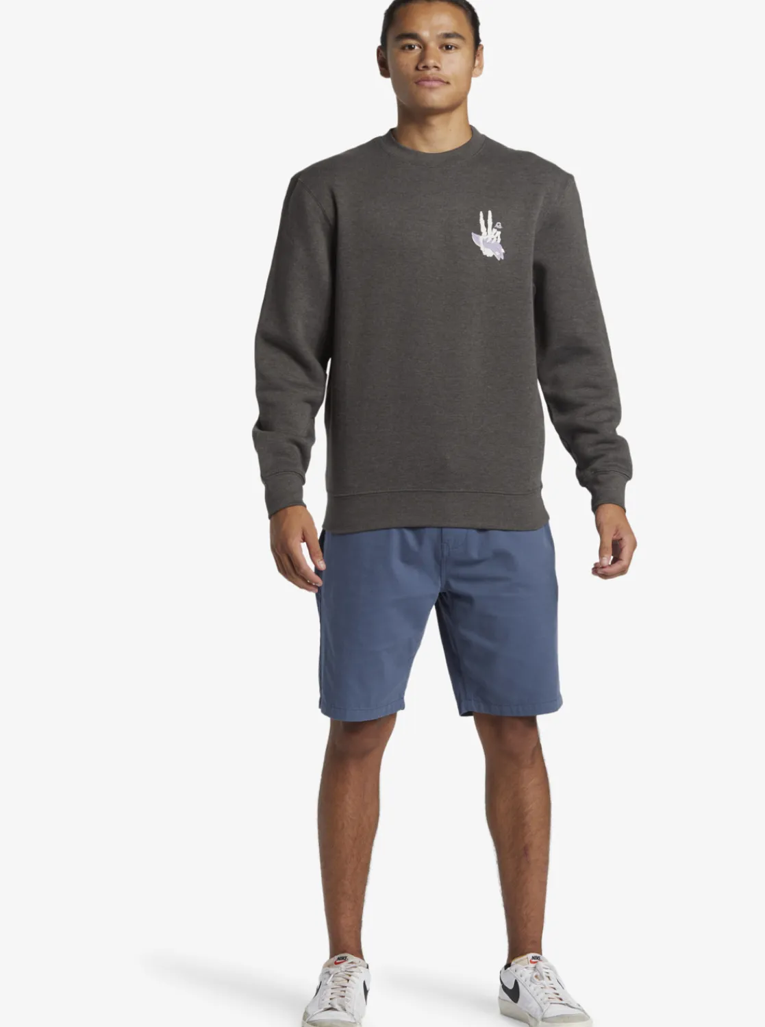 Quiksilver E Peace Out Crew Neck Sweatshirt Charcoal Heather Outlet