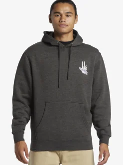 Quiksilver E Rockin Hoodie Pullover Sweatshirt Charcoal Heather Cheap