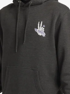 Quiksilver E Rockin Hoodie Pullover Sweatshirt Charcoal Heather Cheap