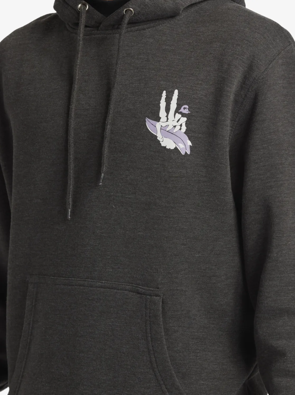 Quiksilver E Rockin Hoodie Pullover Sweatshirt Charcoal Heather Cheap