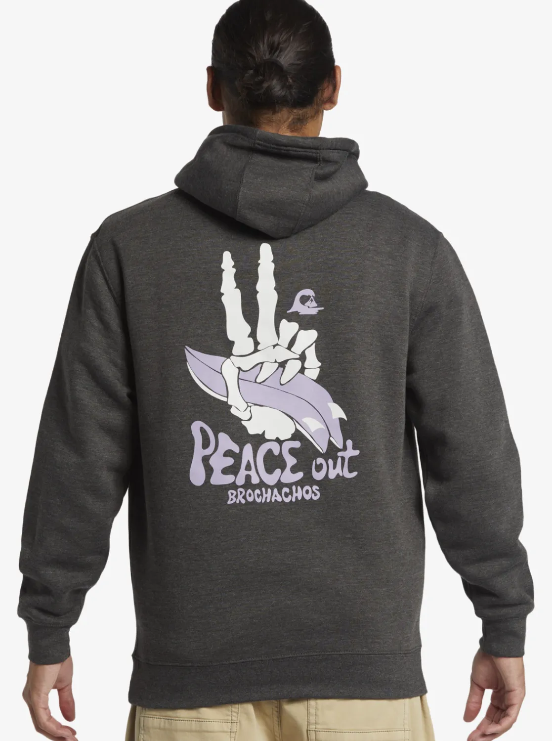 Quiksilver E Rockin Hoodie Pullover Sweatshirt Charcoal Heather Cheap