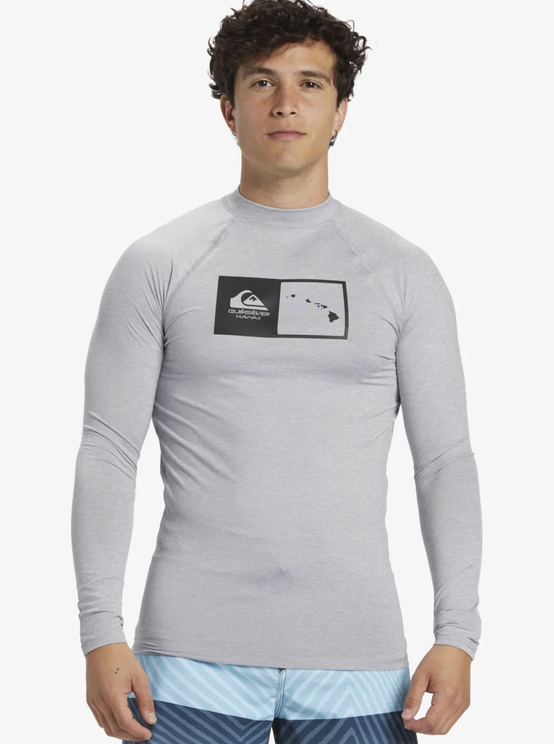 Quiksilver Hawaii Double Down Upf 50 Long Sleeve Surf Tee Sleet Heather Best
