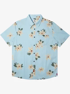 Quiksilver Hawaii Lei Day Woven Hawaiian Shirt Sky Blue Flash Sale