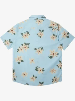 Quiksilver Hawaii Lei Day Woven Hawaiian Shirt Sky Blue Flash Sale