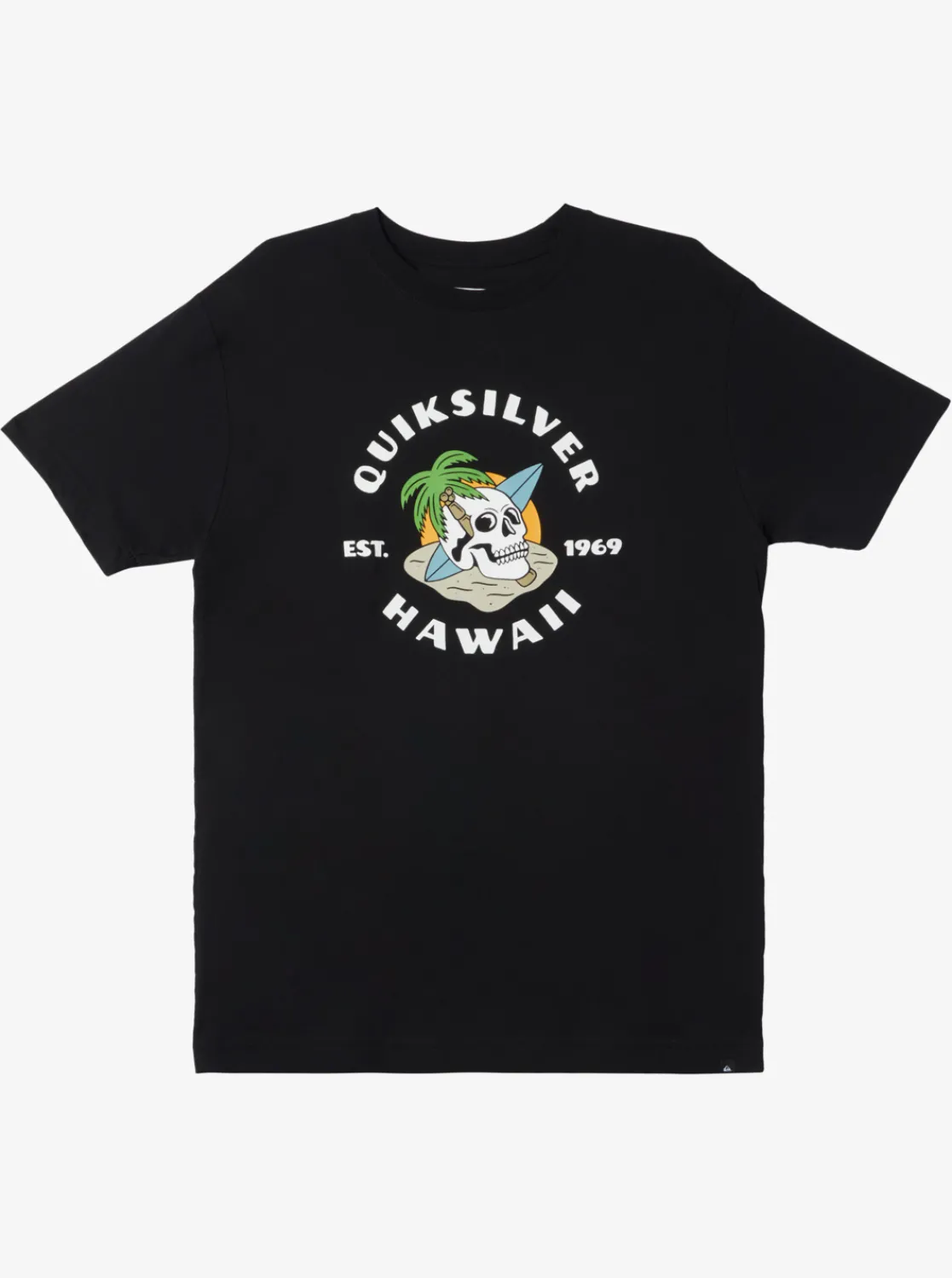 Quiksilver Hawaii Palm And Skull T-Shirt Black Flash Sale