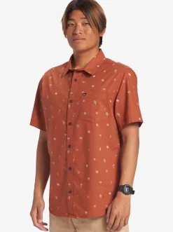 Quiksilver Heat Wave Short Sleeve Woven Shirt Baked Clay Heat Waves Cheap