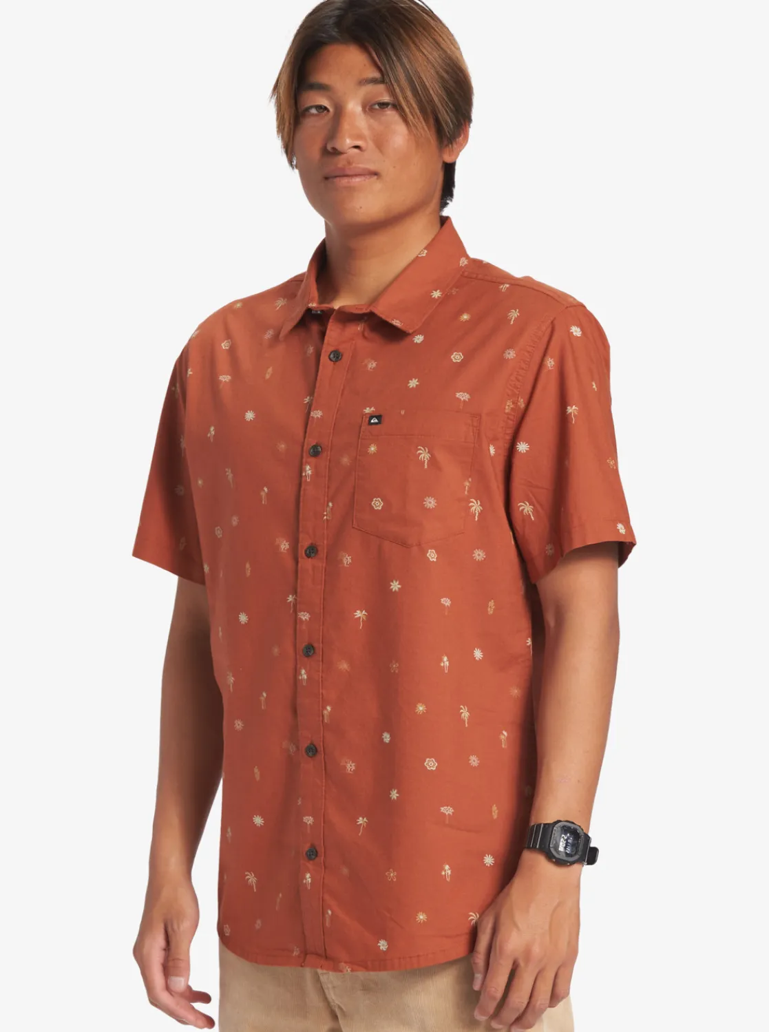 Quiksilver Heat Wave Short Sleeve Woven Shirt Baked Clay Heat Waves Cheap