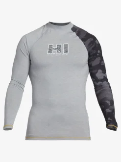 Quiksilver Hi Island Rush Long Sleeve Upf 50 Rashguard Sleet Heather Hot