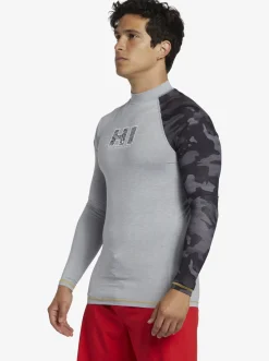 Quiksilver Hi Island Rush Long Sleeve Upf 50 Rashguard Sleet Heather Hot