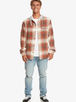 Quiksilver Kinloss Long Sleeve Hooded Shirt Baked Clay Kinloss Flash Sale