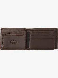 Quiksilver Mac Tri-Fold Leather Wallet Chocolate Brown Online