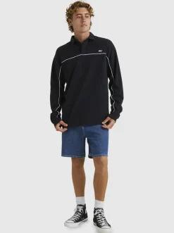 Quiksilver Modular Rugby Polo Knit Black Flash Sale