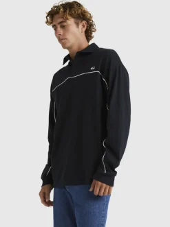 Quiksilver Modular Rugby Polo Knit Black Flash Sale