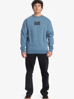 Quiksilver No Control Crew Fleece Crew Neck Sweatshirt Aegean Blue Sale