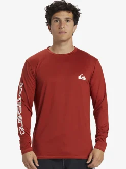 Quiksilver Omni Session Long Sleeve Upf 50 Surf T-Shirt Red Ochre Shop