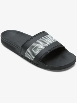 Quiksilver Rivi Wordmark Slides Black 3 Clearance