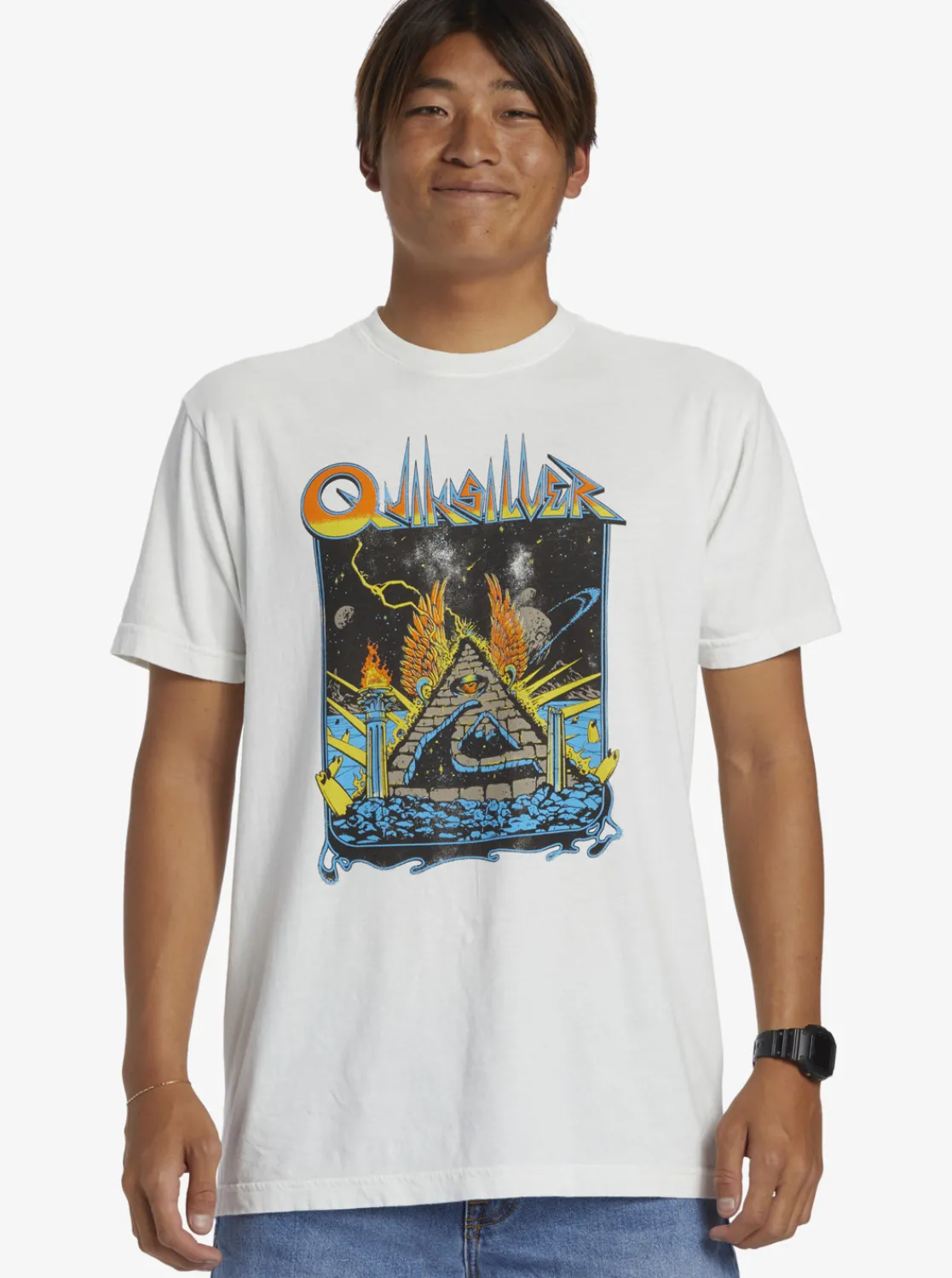Quiksilver Rockin T-Shirt Antique White Flash Sale