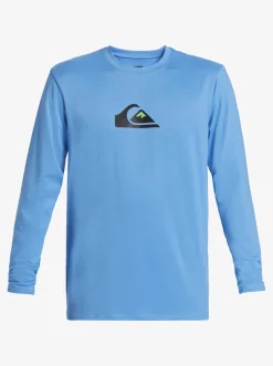 Quiksilver Solid Streak Long Sleeve Upf 50 Surf Tee Azure Blue Clearance