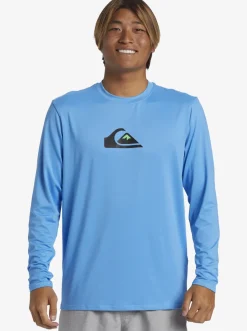 Quiksilver Solid Streak Long Sleeve Upf 50 Surf Tee Azure Blue Clearance