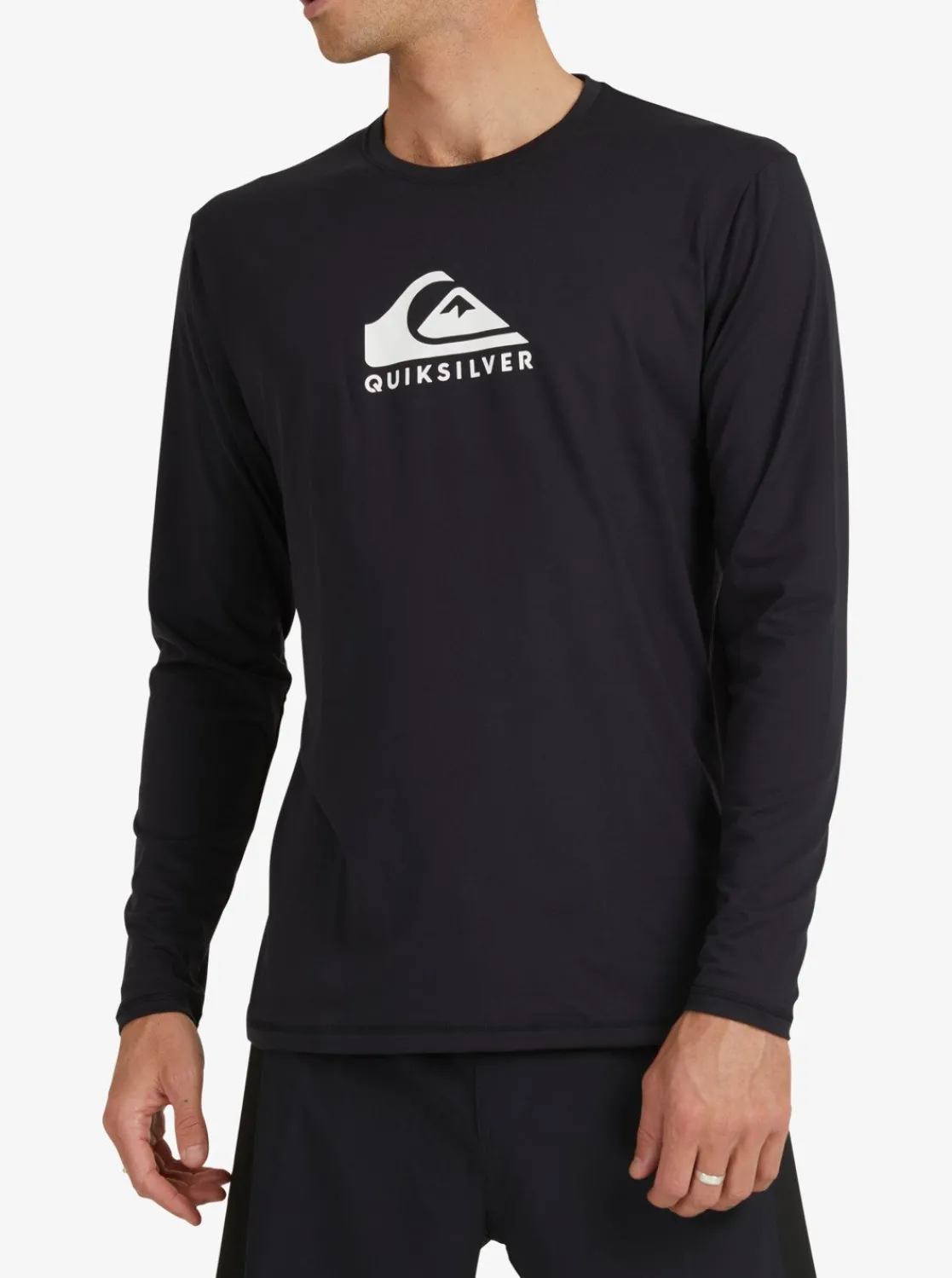 Quiksilver Solid Streak Long Sleeve Upf 50 Surf T-Shirt Black Hot