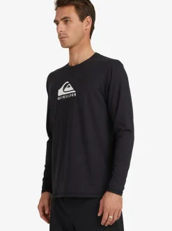 Quiksilver Solid Streak Long Sleeve Upf 50 Surf T-Shirt Black Hot