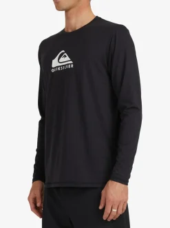 Quiksilver Solid Streak Long Sleeve Upf 50 Surf T-Shirt Black Hot
