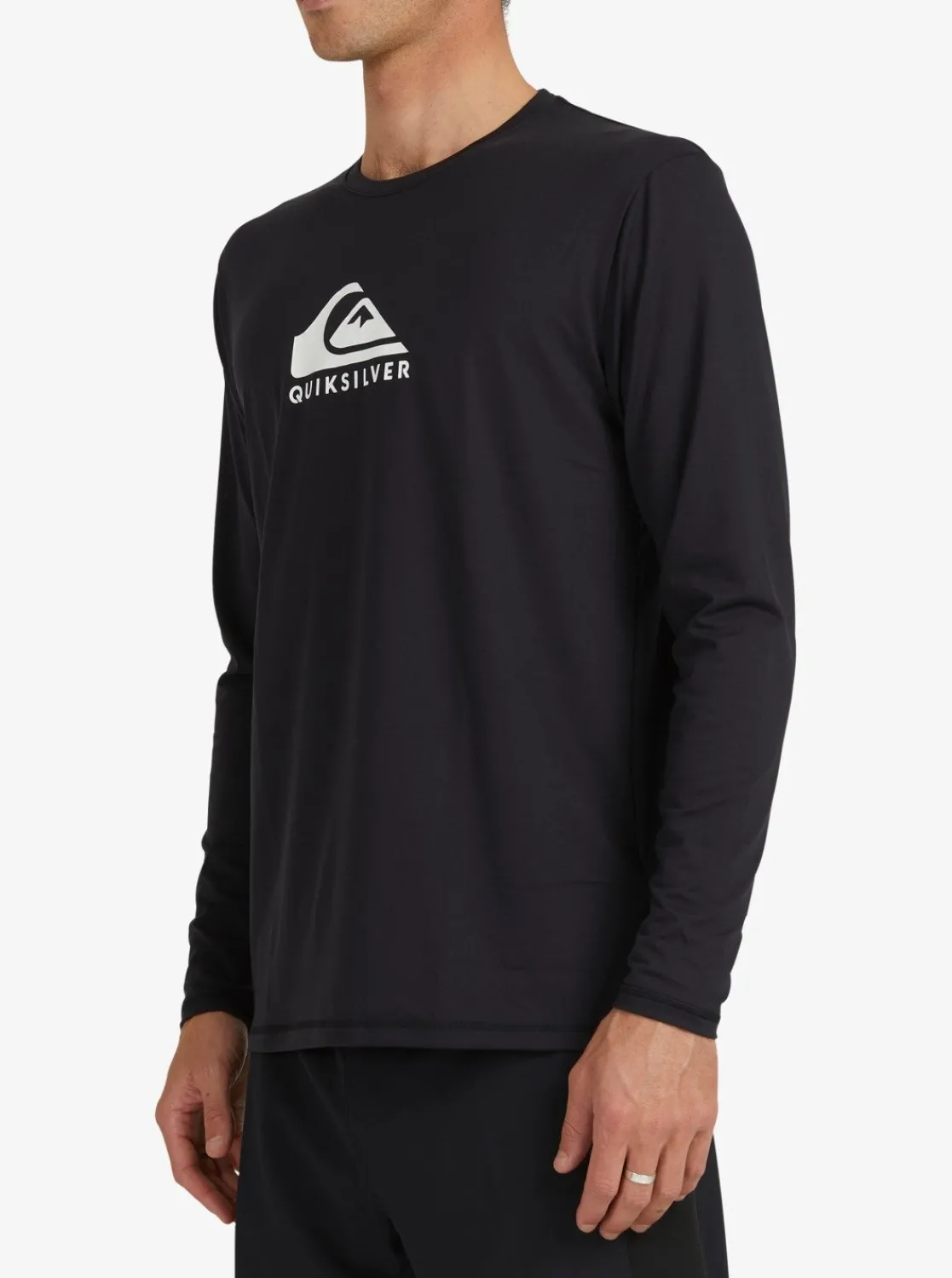 Quiksilver Solid Streak Long Sleeve Upf 50 Surf T-Shirt Black Hot