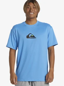 Quiksilver Solid Streak Short Sleeve Upf 50 Surf Tee Azure Blue New