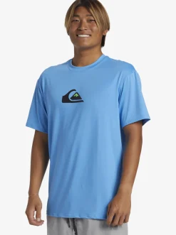 Quiksilver Solid Streak Short Sleeve Upf 50 Surf Tee Azure Blue New