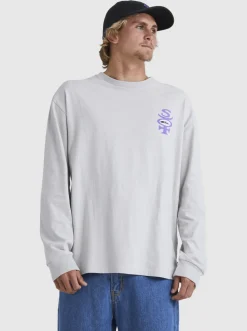 Quiksilver Stretch Long Sleeve T-Shirt Gray Violet New