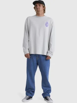 Quiksilver Stretch Long Sleeve T-Shirt Gray Violet New