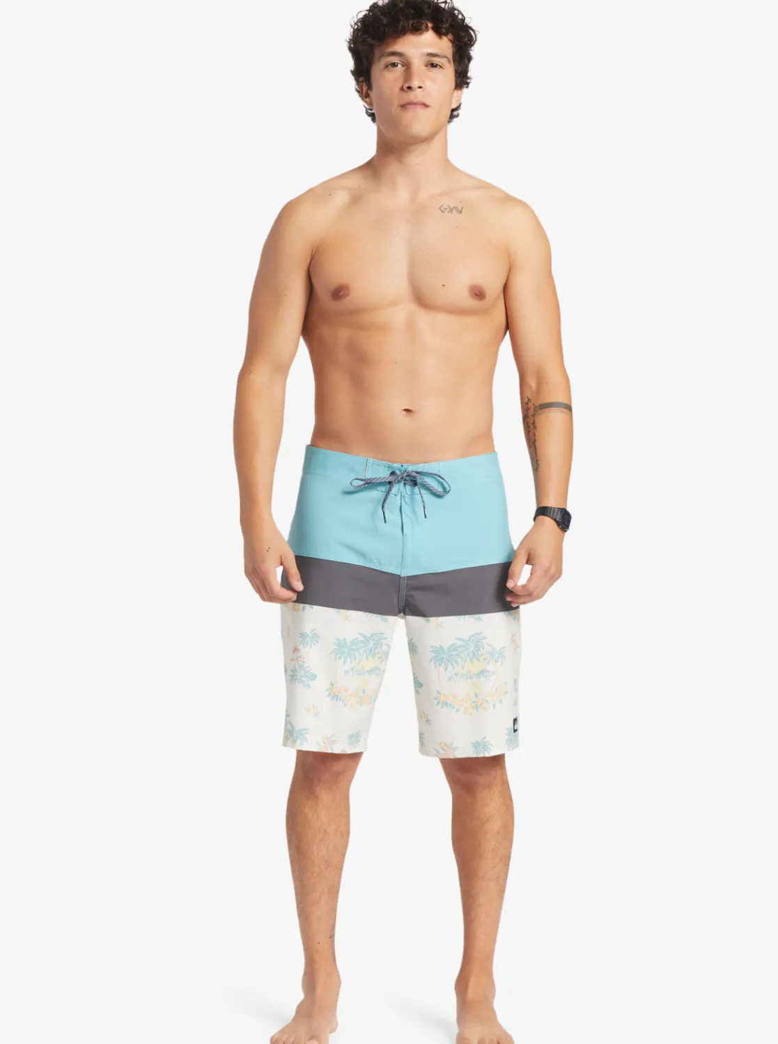 Quiksilver Surfsilk Panel 20" Boardshorts Snow White Palm Spritz Shop