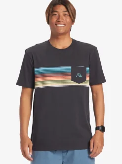 Quiksilver Swell Vision Stripe Pocket T-Shirt Tarmac Outlet